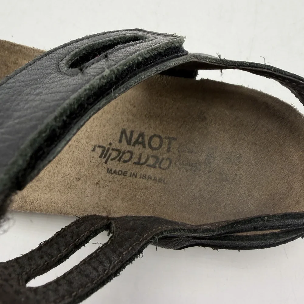 Naot Courtney Classic Flat Sandal Womens 7.5 Soft Black Leather EU 38 Read